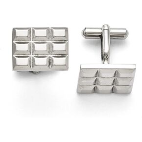 Solid Stainless Steel Men's Grooved and Cufflinks