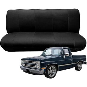 Custom-Fit Bench Seat Covers Replace for Chevy 1973-1999 C/K Series Full Size Classic Trucks Air Mesh Fabric Bench Seat Protector Without Headrests (Black)