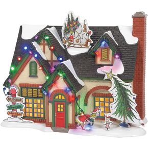 Department 56 Original Snow Village The Grinch House Lit Building, 7.2 Inch, Multicolor