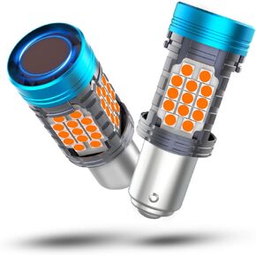 1157 LED Bulb Amber,2057 7528 2357A LED Turn Signal Bulb With Built in Resistor CANBUS Error Free,Front Rear Turn Signal Blinker Bulb Anti Hyper Flash With Fan,DRL Parking Light,2 pcs