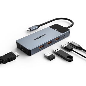 USB C Hub, OBERSTER 5 in 1 with 4K HDMI Output, 3 x USB 3.2 Ports, 10Gbps Transfer Speeds, 100W PD, Compatible with Mac Pro/Air, Dell, and More Type C Devices