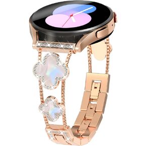 20mm Bling Band Compatible for Samsung Galaxy Watch 4 40mm 44mm, Watch 5 40mm 44mm, Galaxy Watch 4 Classic 42mm 46mm, Active 2 40mm 44mm, Watch 42mm, Watch 5 Pro, Watch 3 41mm Rhinestone Band Adjustable Women Bracelet Wristband Strap