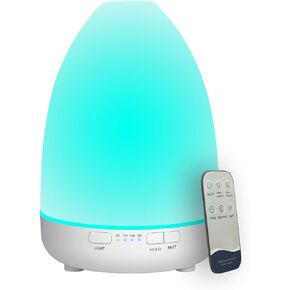 200ml Essential Oil Diffuser, Upgraded Diffusers for Essential Oils Aromatherapy Diffuser Cool Mist Humidifier with 7 Colors LED Lights 2 Mist Mode Waterless Auto Off for Home Office Room, White