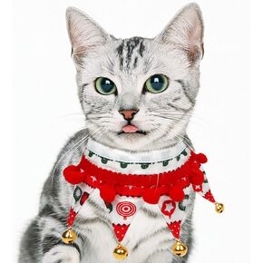 Christmas Dog Collar with Bells,Holiday Dog&Cat Knitted Jingle Dress,Pet Costume Bandana Scarf for Puppy Kitty (XL)