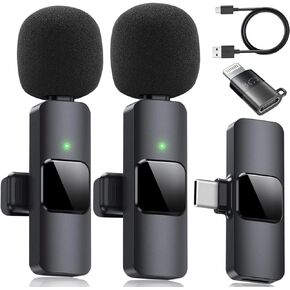 2 حزمة من الميكروفونات اللاسلكية لأجهزة iPhone iPad، والكاميرا، وAndroid، وميكروفون صغير 3 في 1، وميكروفون تسجيل محمول لإجراء المقابلات ومقاطع الفيديو والبودكاست ومدونة الفيديو على YouTube in Kuwait