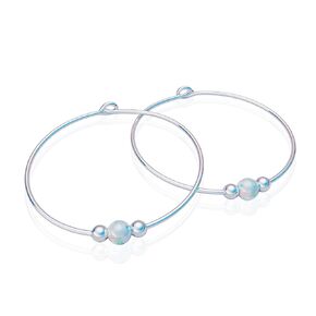Sterling Silver hoop earrings with white opal (Hammered Silver with White Opal)