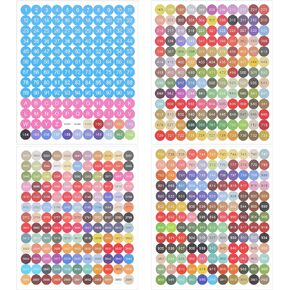 4 Sheets Color Number Stickers Dmc 447 Round Diamond Labels Painting Multicolored Diamond Paint Label Art Stickers as Diamond Paint Accessories for Diamond Storage Painting Boxes Containers