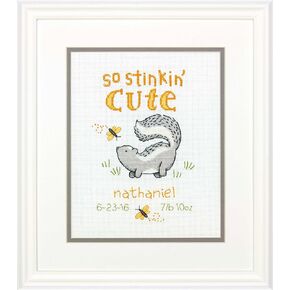 Stinkin' Cute Birth Record Counted Cross Stitch Kit-8"X10" 14 Count