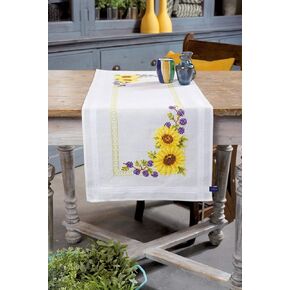 Vervaco Cross Stitch Table Runner Kit Sunflowers 16" x 40"