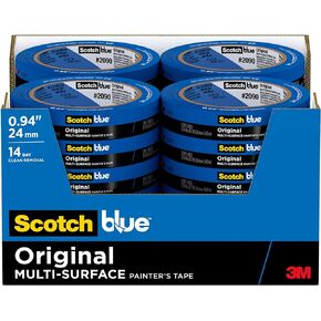 ScotchBlue Original Multi-Surface Painter's Tape, 0.94 Inches x 60 Yards, 24 Rolls, Blue, Paint Tape Protects Surfaces and Removes Easily, Multi-Surface Painting Tape for Indoor and Outdoor Use