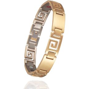 EnerMagiX Magnetic Bracelet for Women Men for Arthritis and Joint, 9.44'' Unique Design Gold Titanium Steel Therapy Bracelet, Fashion Health Jewelry