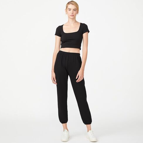 Monrow Women's Supersoft Fleece High Waisted Sweatpants, Super Soft Material, Casual Straight Leg Cut & Banded Ankles in Saudi Arabia