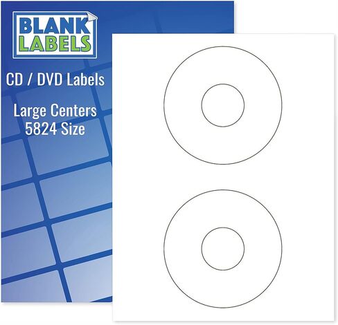 Blank Labels CD/DVD Labels, 5824 Template Compatible Permanent White Matte Inkjet and Laser Guaranteed Easy to Peel Made in USA 4.5" Diameter (25 Sheets - 50 Disc Labels) in Saudi Arabia