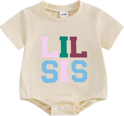 ملابس متطابقة لأخت طفلة صغيرة - BIG SIS تي شيرت وبنطلون واسع LIL SIS Rompers مجموعة ملابس الصيف in Kuwait