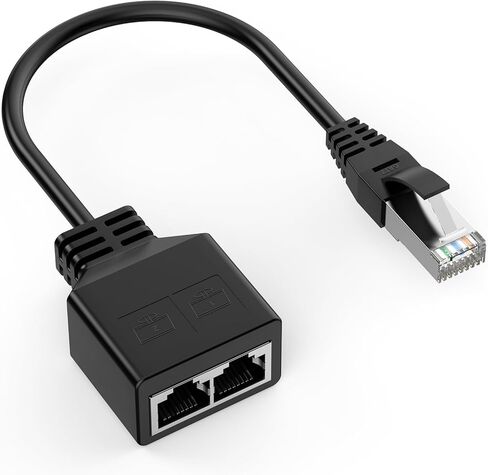 مقسم محول شبكة إيثرنت RJ45 من 1 إلى 2 منفذ، مقسم إيثرنت lezaface 1 ذكر إلى 2 أنثى LAN محول مقسم إيثرنت مناسب لـ Super Cat5، Cat5e، Cat6، Cat7، Cat8 in Kuwait