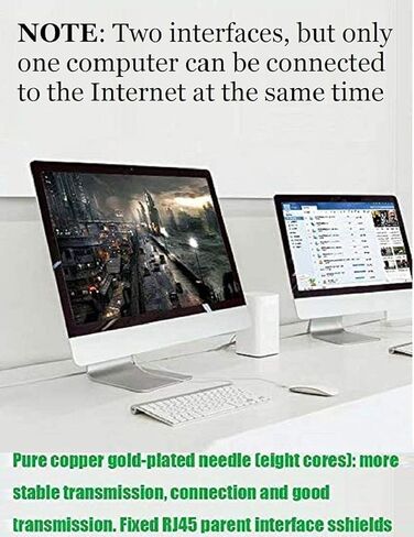 مقسم محول شبكة إيثرنت RJ45 من 1 إلى 2 منفذ، مقسم إيثرنت lezaface 1 ذكر إلى 2 أنثى LAN محول مقسم إيثرنت مناسب لـ Super Cat5، Cat5e، Cat6، Cat7، Cat8 in Kuwait