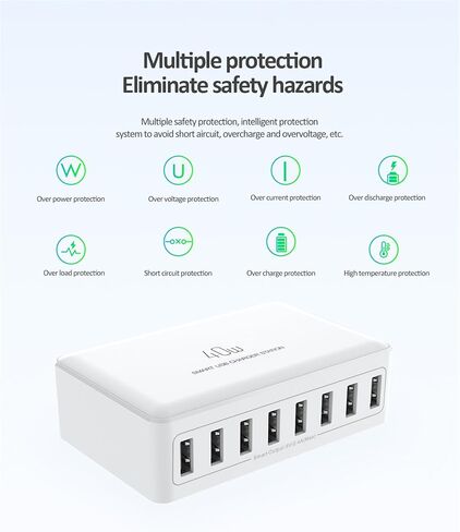 Multi USB Charging Station 40W USB-A Charger Block Multiport 5V 2A USB Power Adapter with US Plug, Multiple USB Charger Station Fast Charging for i Phone, Samsung,Android Phones,USB Devices etc in Saudi Arabia