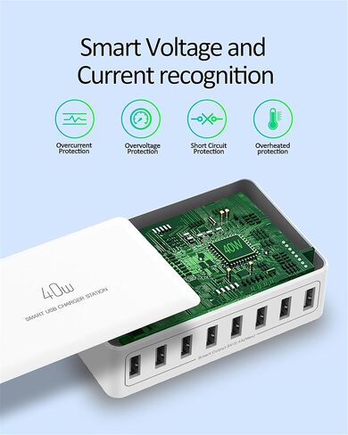 Multi USB Charging Station 40W USB-A Charger Block Multiport 5V 2A USB Power Adapter with US Plug, Multiple USB Charger Station Fast Charging for i Phone, Samsung,Android Phones,USB Devices etc in Saudi Arabia