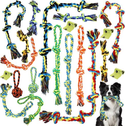22 Pack Large Dog Chew Toys for Aggressive Chewers Dog Rope Toys Bulk Heavy Duty Dog Rope Toy for Large Dog Cleaning Dog Chew Toys for Medium Large Breed Dogs Teeth Cleaning in Saudi Arabia