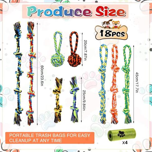 22 Pack Large Dog Chew Toys for Aggressive Chewers Dog Rope Toys Bulk Heavy Duty Dog Rope Toy for Large Dog Cleaning Dog Chew Toys for Medium Large Breed Dogs Teeth Cleaning in Saudi Arabia