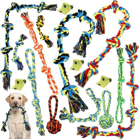 22 Pack Large Dog Chew Toys for Aggressive Chewers Dog Rope Toys Bulk Heavy Duty Dog Rope Toy for Large Dog Cleaning Dog Chew Toys for Medium Large Breed Dogs Teeth Cleaning in Saudi Arabia