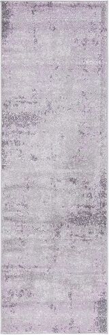 سجادة SAFAVIEH Adirondack Collection - 2'6" x 6'، رمادي فاتح وأرجواني، تصميم تجريدي حديث، لا يتساقط ويسهل العناية به، مثالي للمناطق ذات حركة المرور العالية في غرفة المعيشة وغرفة النوم (ADR130M) in Saudi Arabia