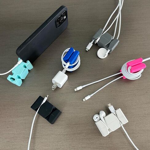 CordBrick Silicone & Steel Weighted Cord Holder for Nightstand. Travel Phone Charger Organizer. Useful iPhone Accessory. Small Gift for Guys, College Students. Tech Gadget for Teens, Men. Black in Kuwait