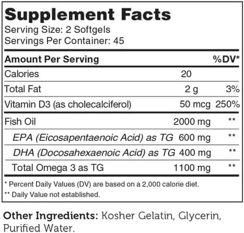 Zahler Omega 3 Platinum +D، مكمل زيت السمك النقي الطبيعي بالكامل، كبسولة هلامية بدون تجشؤ بدون مذاق مريب، الأعلى في EPA وDHA، كوشير معتمد، 90 كبسولة هلامية in Kuwait