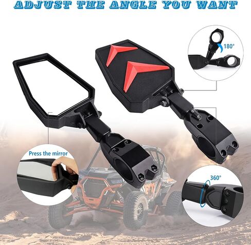 Utv Side Mirrors，UTV Mirrors Fits 1.75-2" Roll Bar Compatible With Polaris Rzr 800 900 1000 Xp Turbo Pioneer Rhino Mule Teryx W,Rear View Accessories Black Orange Blue Red,Adjustable Aluminum Clamp in Saudi Arabia