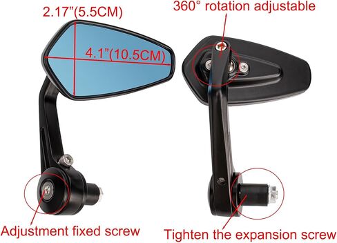 Universal 7/8" 22mm Handle Bar End Side Rearview Mirrors for Racing Sports Bike Scooter Honda Yamaha in Saudi Arabia