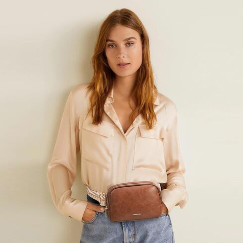 Mini Belt Bag for Women Fashion Crossbody Fanny Packs for Women Vegan Leather Waist Bags with Adjustable Strap (Brown) in Saudi Arabia