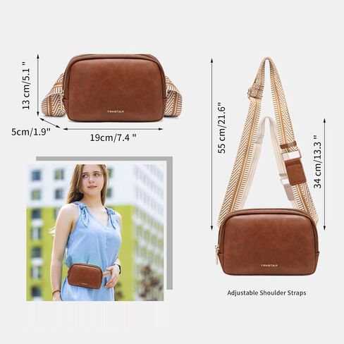 Mini Belt Bag for Women Fashion Crossbody Fanny Packs for Women Vegan Leather Waist Bags with Adjustable Strap (Brown) in Saudi Arabia