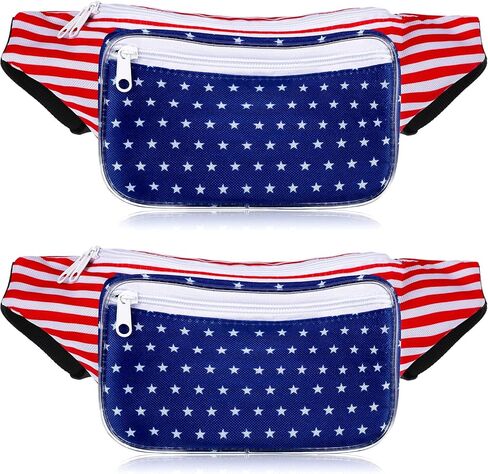 قطعتان من حقيبة فاني العلم الأمريكي، حقيبة الولايات المتحدة الأمريكية، حزمة الخصر في الرابع من يوليو، أحمر أبيض ونجوم زرقاء مخططة، حقيبة فاني، حزمة فاني وطنية قابلة للتعديل، ملحقات حقيبة الخصر الأمريكية للسفر والرياضات الخارجية in Kuwait
