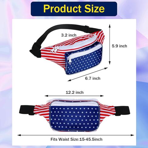 قطعتان من حقيبة فاني العلم الأمريكي، حقيبة الولايات المتحدة الأمريكية، حزمة الخصر في الرابع من يوليو، أحمر أبيض ونجوم زرقاء مخططة، حقيبة فاني، حزمة فاني وطنية قابلة للتعديل، ملحقات حقيبة الخصر الأمريكية للسفر والرياضات الخارجية in Kuwait