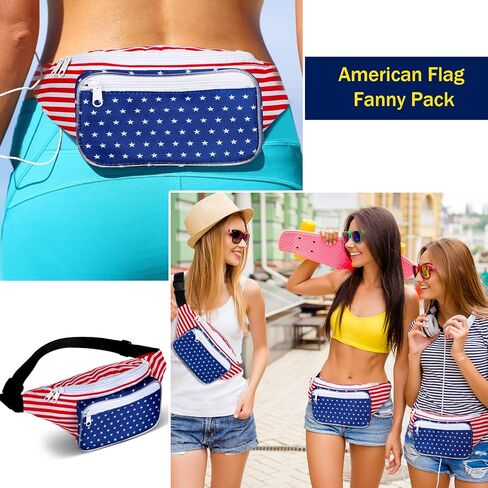 قطعتان من حقيبة فاني العلم الأمريكي، حقيبة الولايات المتحدة الأمريكية، حزمة الخصر في الرابع من يوليو، أحمر أبيض ونجوم زرقاء مخططة، حقيبة فاني، حزمة فاني وطنية قابلة للتعديل، ملحقات حقيبة الخصر الأمريكية للسفر والرياضات الخارجية in Kuwait