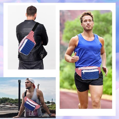 قطعتان من حقيبة فاني العلم الأمريكي، حقيبة الولايات المتحدة الأمريكية، حزمة الخصر في الرابع من يوليو، أحمر أبيض ونجوم زرقاء مخططة، حقيبة فاني، حزمة فاني وطنية قابلة للتعديل، ملحقات حقيبة الخصر الأمريكية للسفر والرياضات الخارجية in Kuwait