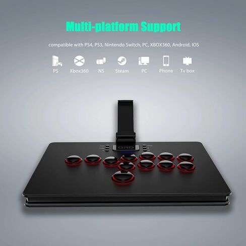 QRD Maestro S3 Wireless Arcade Stick for Nintendo Switch PS4 PS3 Xbox 360 PC Mac Android, Leverless Fighting Stick with Touchpad, Cellphone Holder, 3.5mm Audio Port, 5 Latency Mode, EZ Mode, S3-AB01 in Saudi Arabia