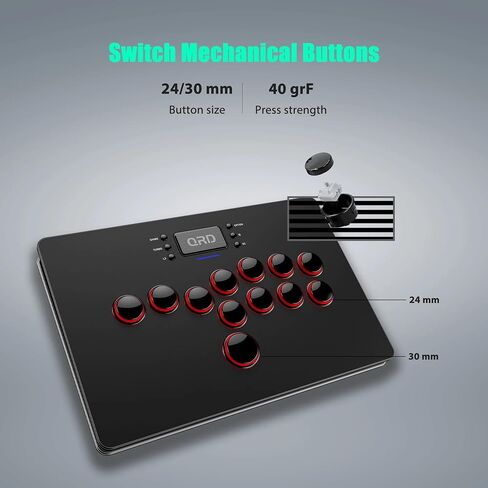 QRD Maestro S3 Wireless Arcade Stick for Nintendo Switch PS4 PS3 Xbox 360 PC Mac Android, Leverless Fighting Stick with Touchpad, Cellphone Holder, 3.5mm Audio Port, 5 Latency Mode, EZ Mode, S3-AB01 in Saudi Arabia