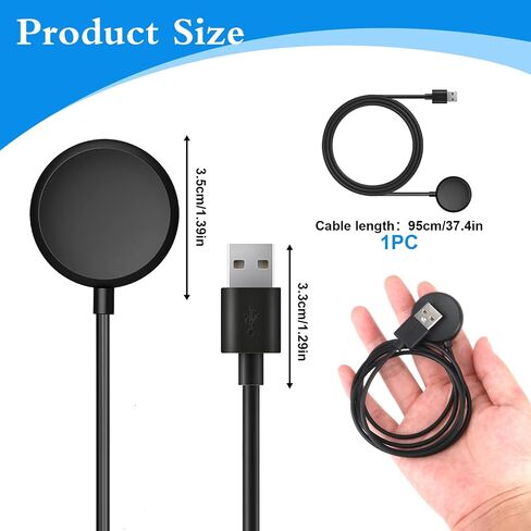 hoeslaw ساعة ذكية بديلة لشاحن لاسلكي مغناطيسي، حماية مدمجة من التيار الزائد 3.3ft/100cm 5V1A USB-A أسود، كابل شحن ملحقات الساعة الذكية متوافقة مع Google Pixel Watch in Kuwait