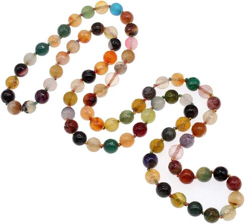 Women's Handmade 10mm Natural Gemstone Beaded Necklace for Women 35In Long Sweater Chain Gemstone Necklace for ladies and Girls in Saudi Arabia