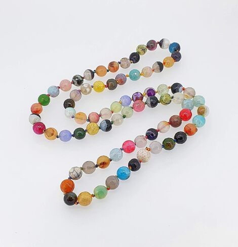Women's Handmade 10mm Natural Gemstone Beaded Necklace for Women 35In Long Sweater Chain Gemstone Necklace for ladies and Girls in Saudi Arabia