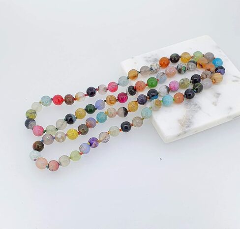 Women's Handmade 10mm Natural Gemstone Beaded Necklace for Women 35In Long Sweater Chain Gemstone Necklace for ladies and Girls in Saudi Arabia