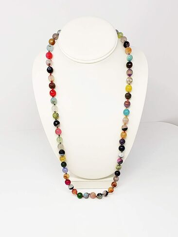 Women's Handmade 10mm Natural Gemstone Beaded Necklace for Women 35In Long Sweater Chain Gemstone Necklace for ladies and Girls in Saudi Arabia