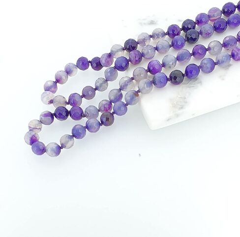 Women's Handmade 10mm Natural Gemstone Beaded Necklace for Women 35In Long Sweater Chain Gemstone Necklace for ladies and Girls in Saudi Arabia
