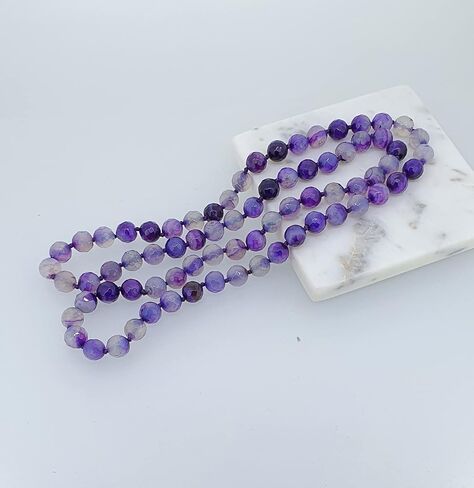 Women's Handmade 10mm Natural Gemstone Beaded Necklace for Women 35In Long Sweater Chain Gemstone Necklace for ladies and Girls in Saudi Arabia
