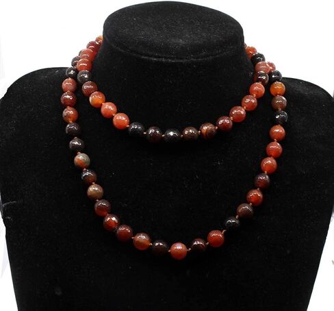 Women's Handmade 10mm Natural Gemstone Beaded Necklace for Women 35In Long Sweater Chain Gemstone Necklace for ladies and Girls in Saudi Arabia