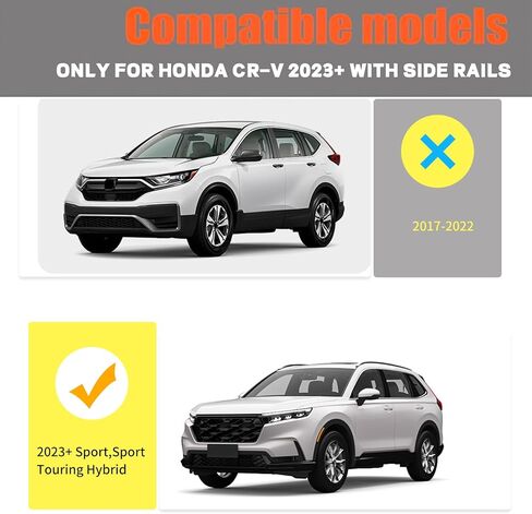 قضبان متقاطعة لحامل السقف تناسب 2023 2024 Honda CRV CR-V Sport، رياضية هجينة للتجول مع قضبان جانبية، قضبان حامل البضائع من الألومنيوم الأسود لحمل أمتعة الزورق ودراجة الكاياك على الجليد in Kuwait