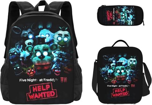 حقيبة ظهر Horror Five Nights At Game Freddy'S حقيبة ظهر مدرسية لطيفة حقيبة ظهر مدرسية حقيبة كتب مدرسية مع صندوق حقيبة غداء وحقيبة مقلمة للأولاد والبنات هدايا in Saudi Arabia