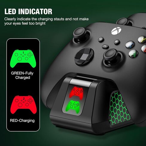 Controller Charging Station with 2x4320mWh Rechargeable Battery Packs for Xbox One/Series X|S Controller,Dual Charger Dock for Xbox One Controller Battery Pack with 4 Battery Covers for Xbox in Saudi Arabia