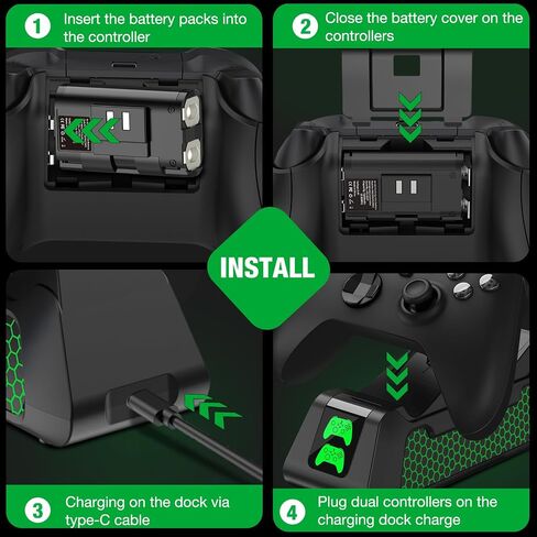 Controller Charging Station with 2x4320mWh Rechargeable Battery Packs for Xbox One/Series X|S Controller,Dual Charger Dock for Xbox One Controller Battery Pack with 4 Battery Covers for Xbox in Saudi Arabia